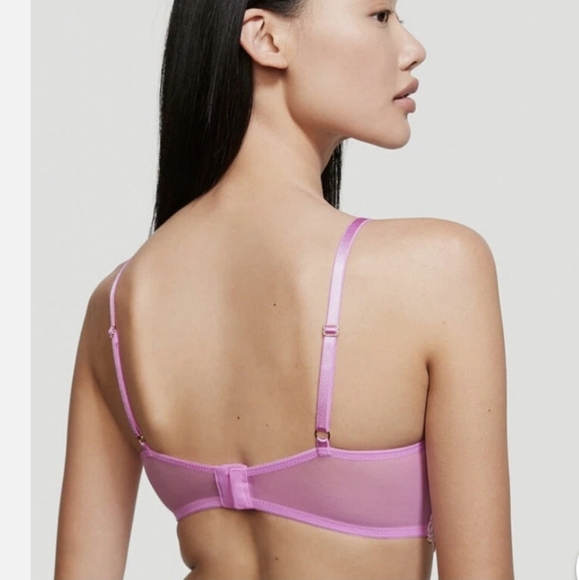 Victoria's Secret LUXE LINGERIE Embroidered Bra Size 36DD  BerryGel Stripe Pink - Picture 3 of 13